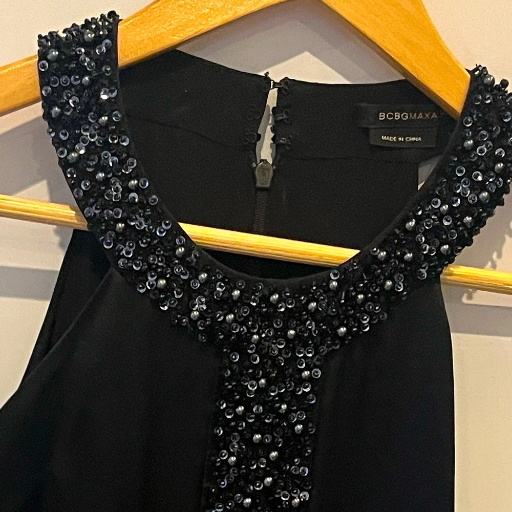 BCBGMaxAzria Black Beaded Mini Dress